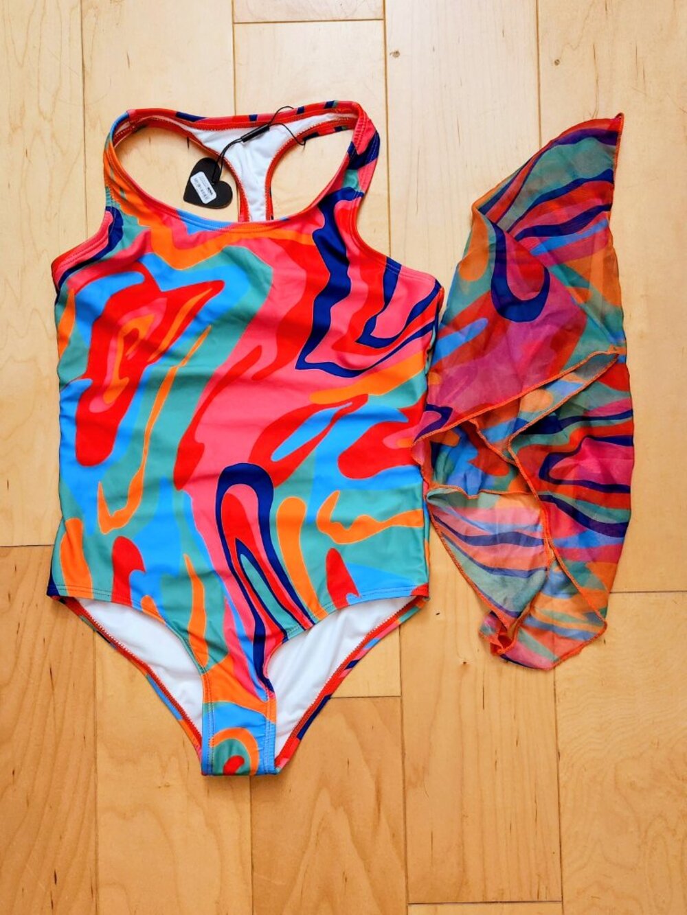 Fashion Nova sz 8 Mini Kairi Headscarf & 1 Piece Swimsuit Set NEW